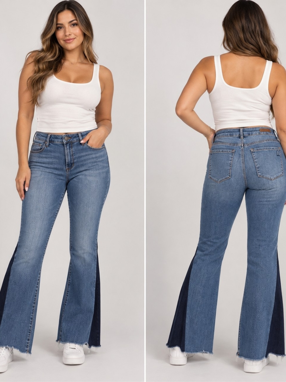 Articles Of Society Two-Tone Blue Flare Jeans